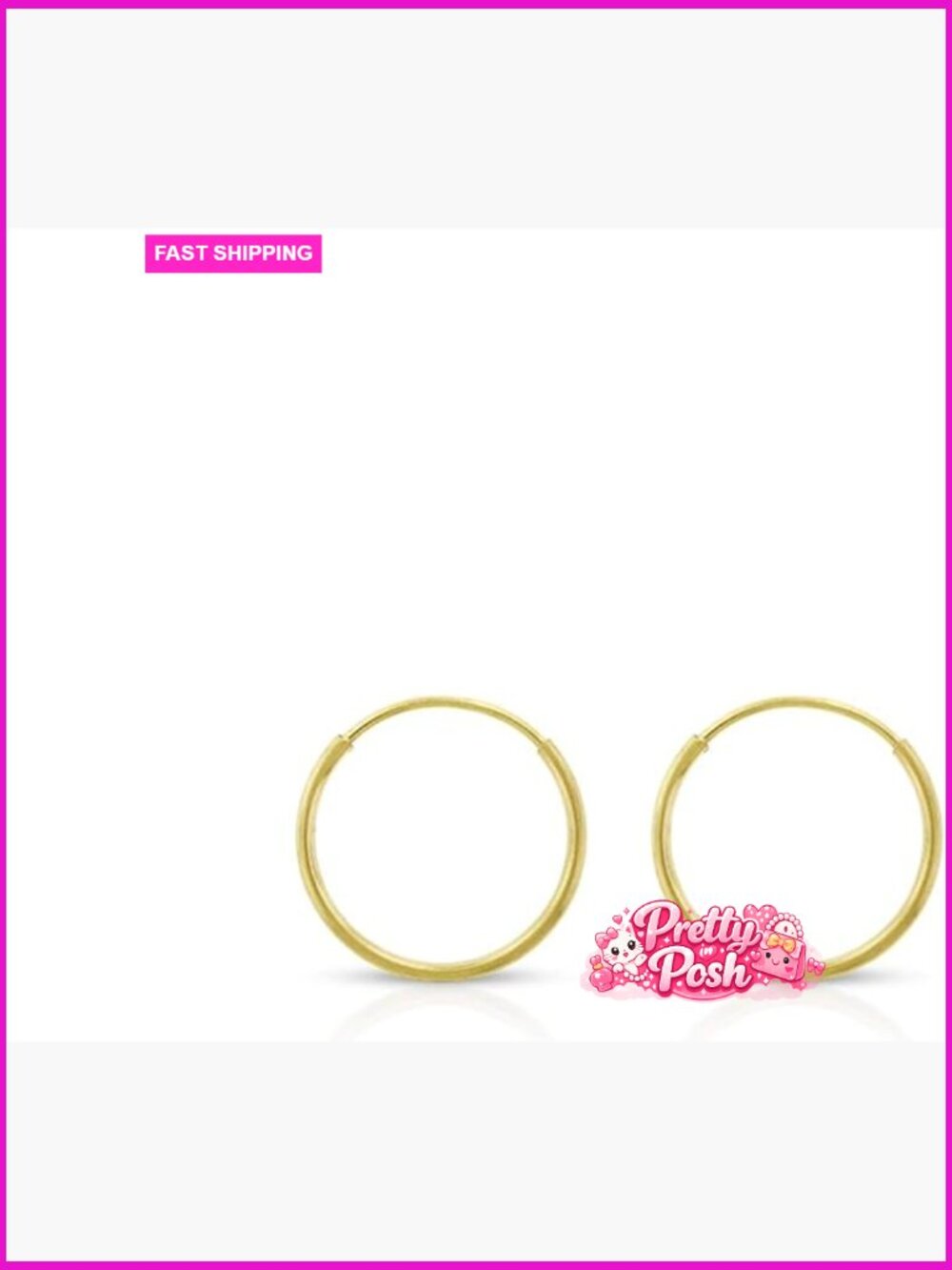 14k Solid Gold Endless Hoop Earrings, Thin Hoops, Hypoallergenic